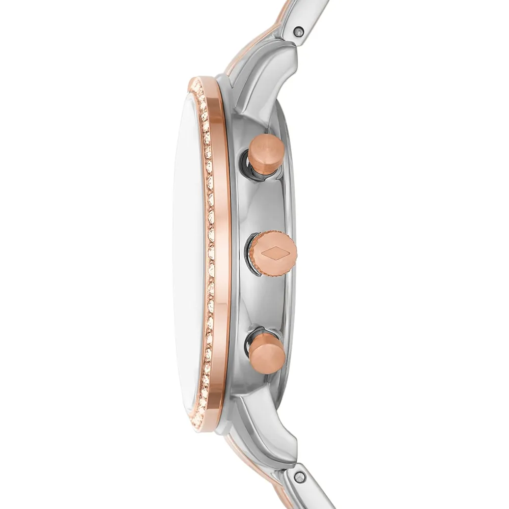 Fossil reloj cronógrafo Neutra de cuarzo para mujer | Oro rosa/ Plata