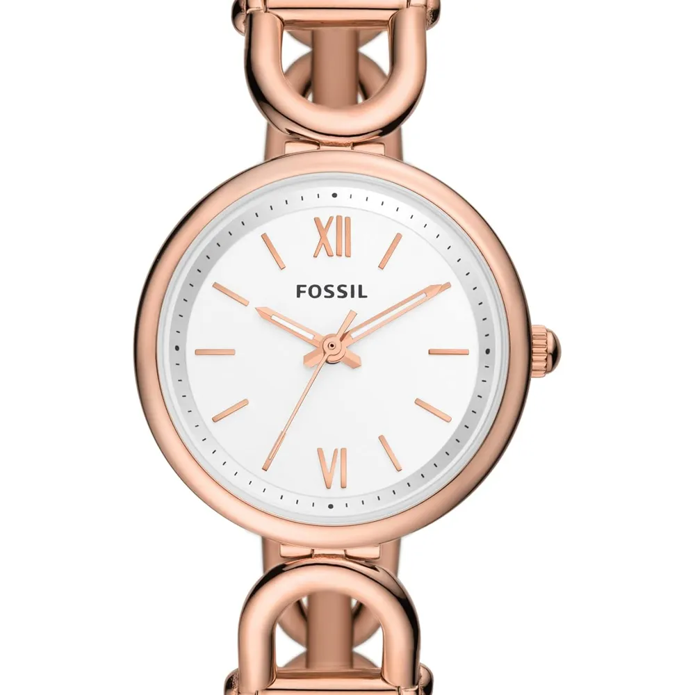 Fossil reloj de cuarzo Carlie para mujer con tres manecillas | Oro rosa