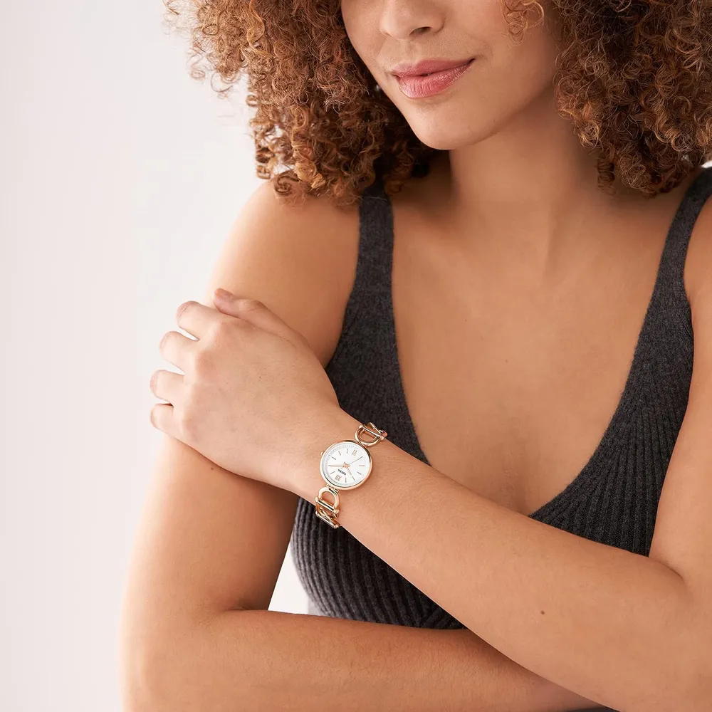 Fossil reloj de cuarzo Carlie para mujer con tres manecillas | Oro rosa