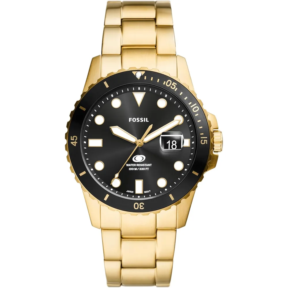 Fossil reloj de cuarzo para hombre, acero inoxidable | Negro/ Dorado