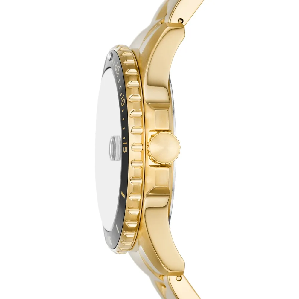 Fossil reloj de cuarzo para hombre, acero inoxidable | Negro/ Dorado
