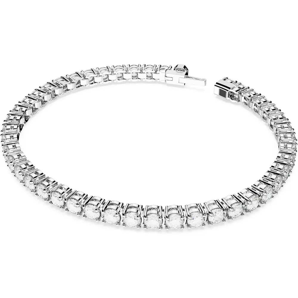 SWAROVSKI PULSERA TENNIS REDONDO MATRIX ACABADO RODIO PARA MUJER LARGE | TRANSPARENTE
