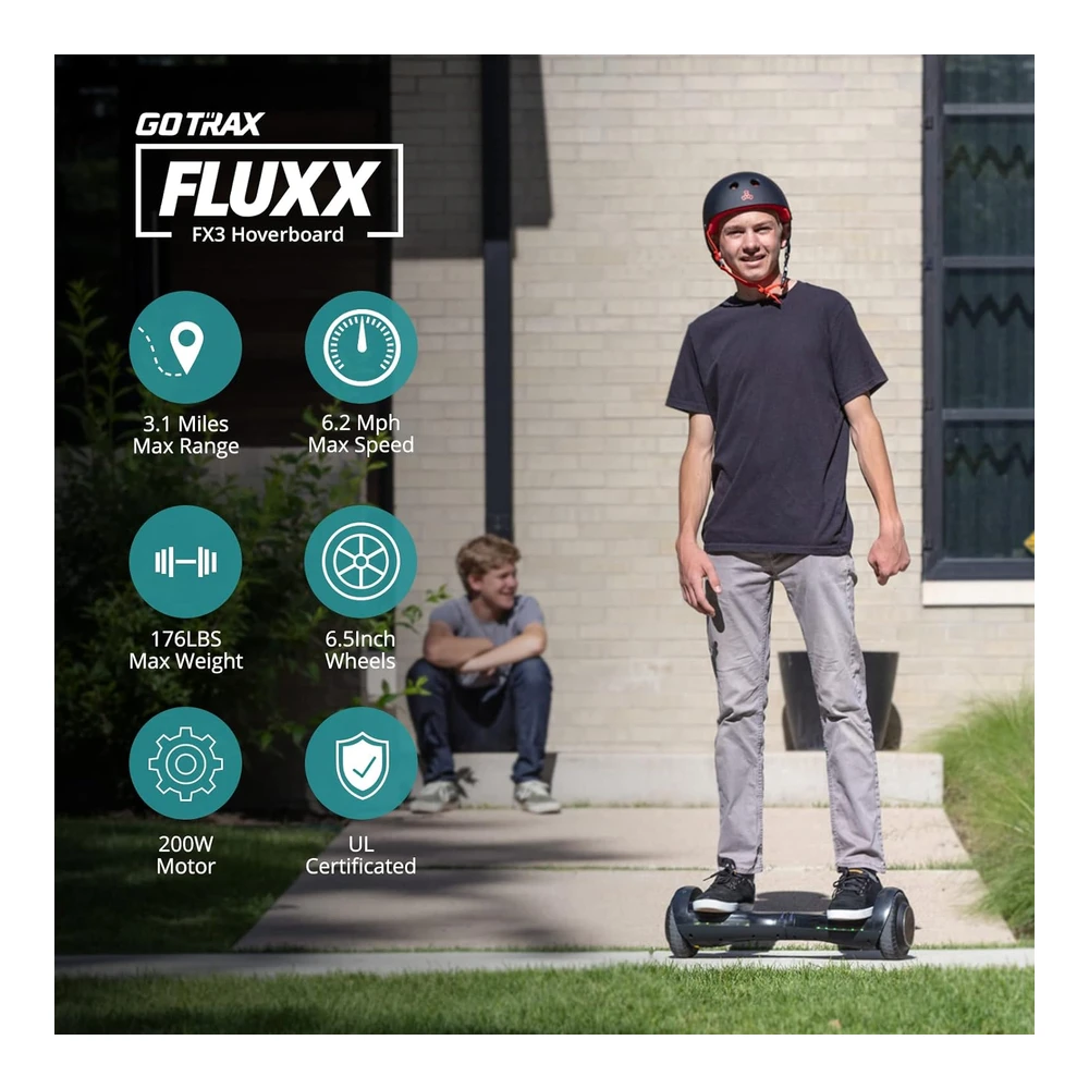 Fluxx Aeropatineta Fx3 con Ruedas Led de 6.5' y Faro y Potencia de 6.2 Mph Por Motor de 200 W y Batería de 50.4 Wh (Azul)