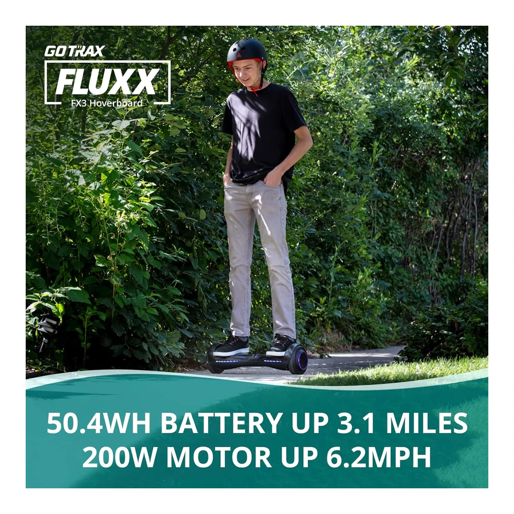 Fluxx Aeropatineta Fx3 con Ruedas Led de 6.5' y Faro y Potencia de 6.2 Mph Por Motor de 200 W y Batería de 50.4 Wh (Azul)