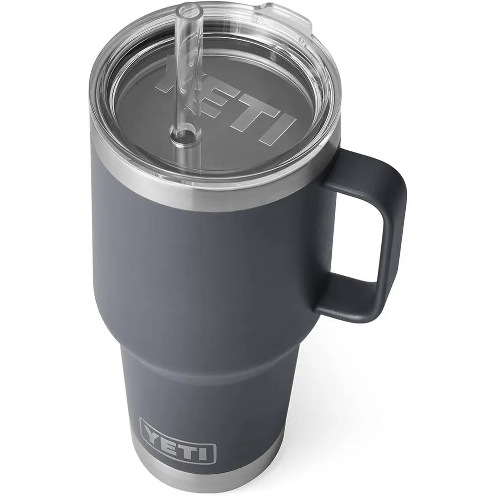 YETI Rambler Vaso de 35 oz de acero inoxidable con asa y tapa con sorbete color gris
