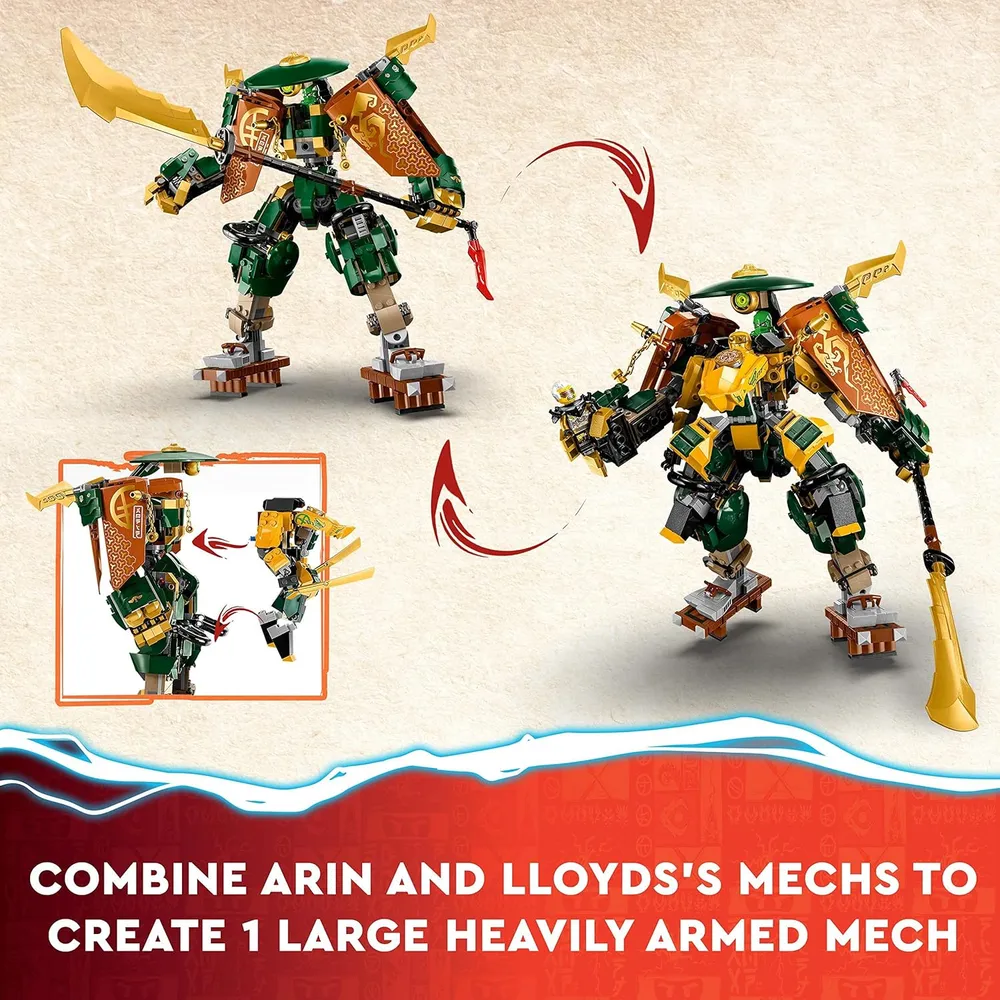 Lego Ninjago Mechs de Lloyd y Arin con 2 mechs y 5 figuras