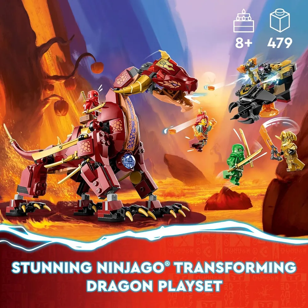 LEGO NINJAGO HEATWAVE DRAGÓN DE LAVA CON VEHÍCULO Y 5 FIGURAS