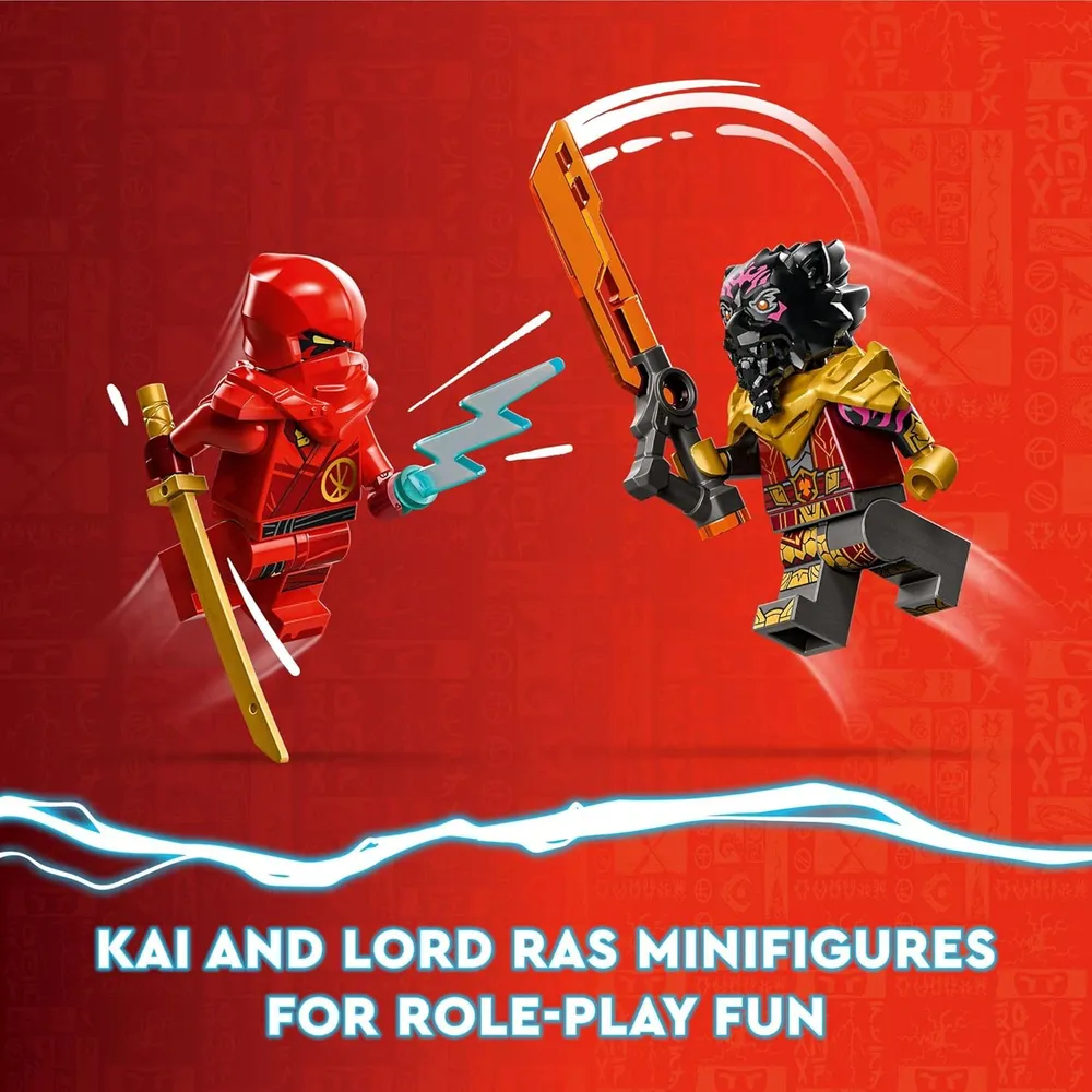 Lego Ninjago Batalla de coches y motos de Kai y Ra con 2 minifiguras