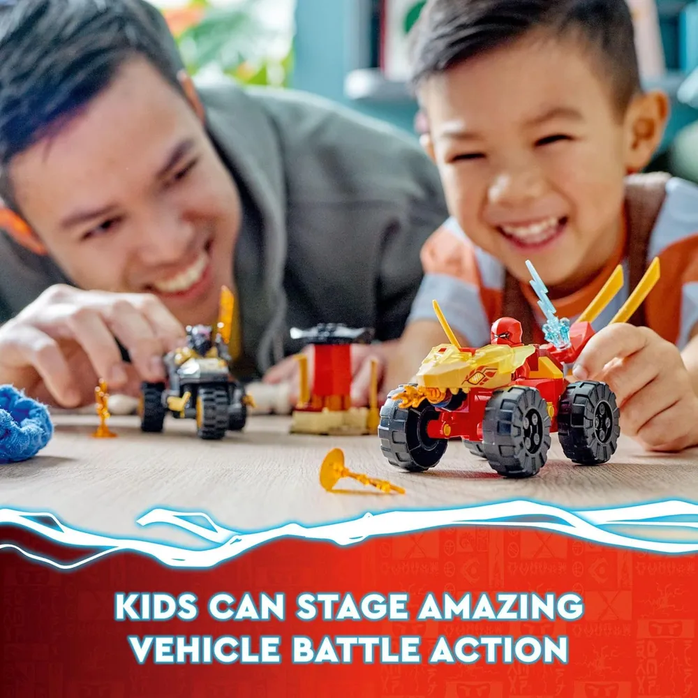 Lego Ninjago Batalla de coches y motos de Kai y Ra con 2 minifiguras