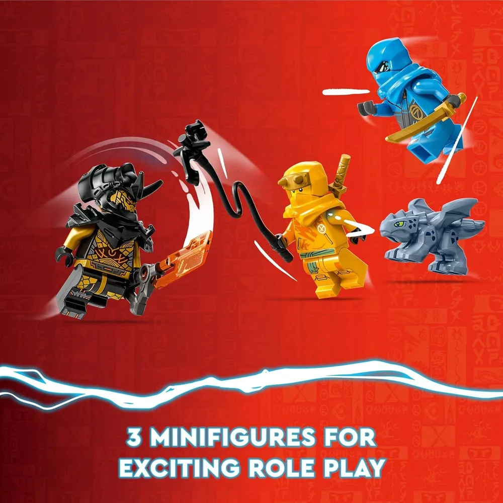 LEGO NINJAGO BATALLA DEL BEBÉ DRAGÓN DE NYA Y ARIN CON 3 MINIFIGURAS