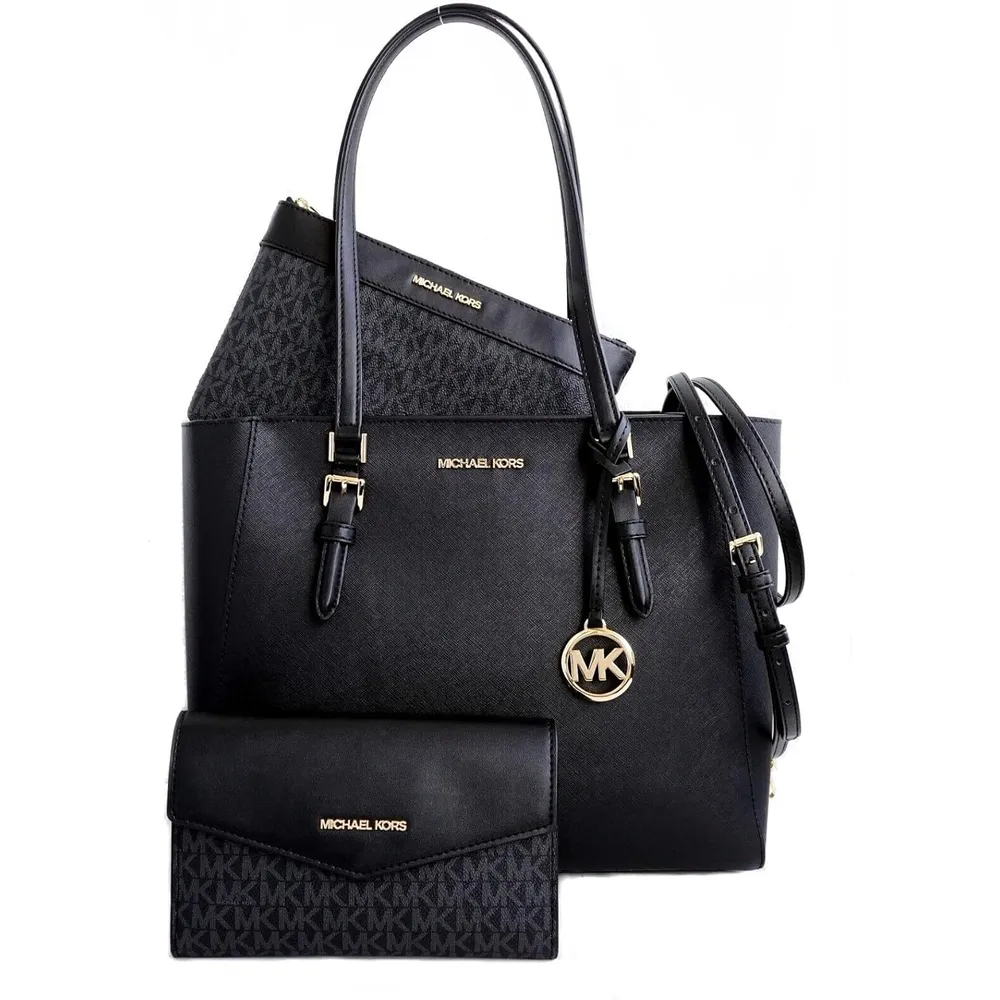 MICHAEL KORS Charlotte Bolso bandolera grande 3 en 1 de cuero | Negro