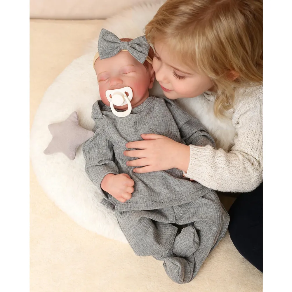 MUÑECA BEBÉ REBORN 18" / 46 CM CON ACCESORIOS | LEVI-GRAY