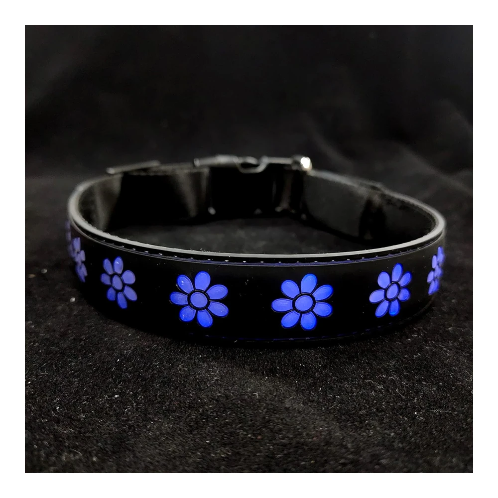 Dogled Subversive - Collar para Perro con Luz Led USB-C - Diseño Subversivo de Girasol 3d - Material Cómodo y Suave - Iluminación Multicolor (M (15.7 a 19.7") - Negro)