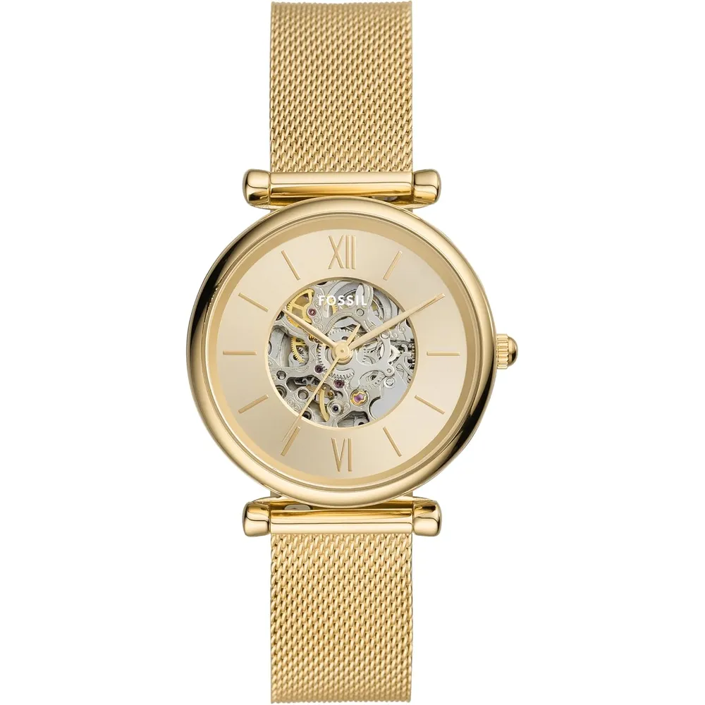 Fossil reloj automático Carlie para mujer, malla de acero y tres agujas | Oro