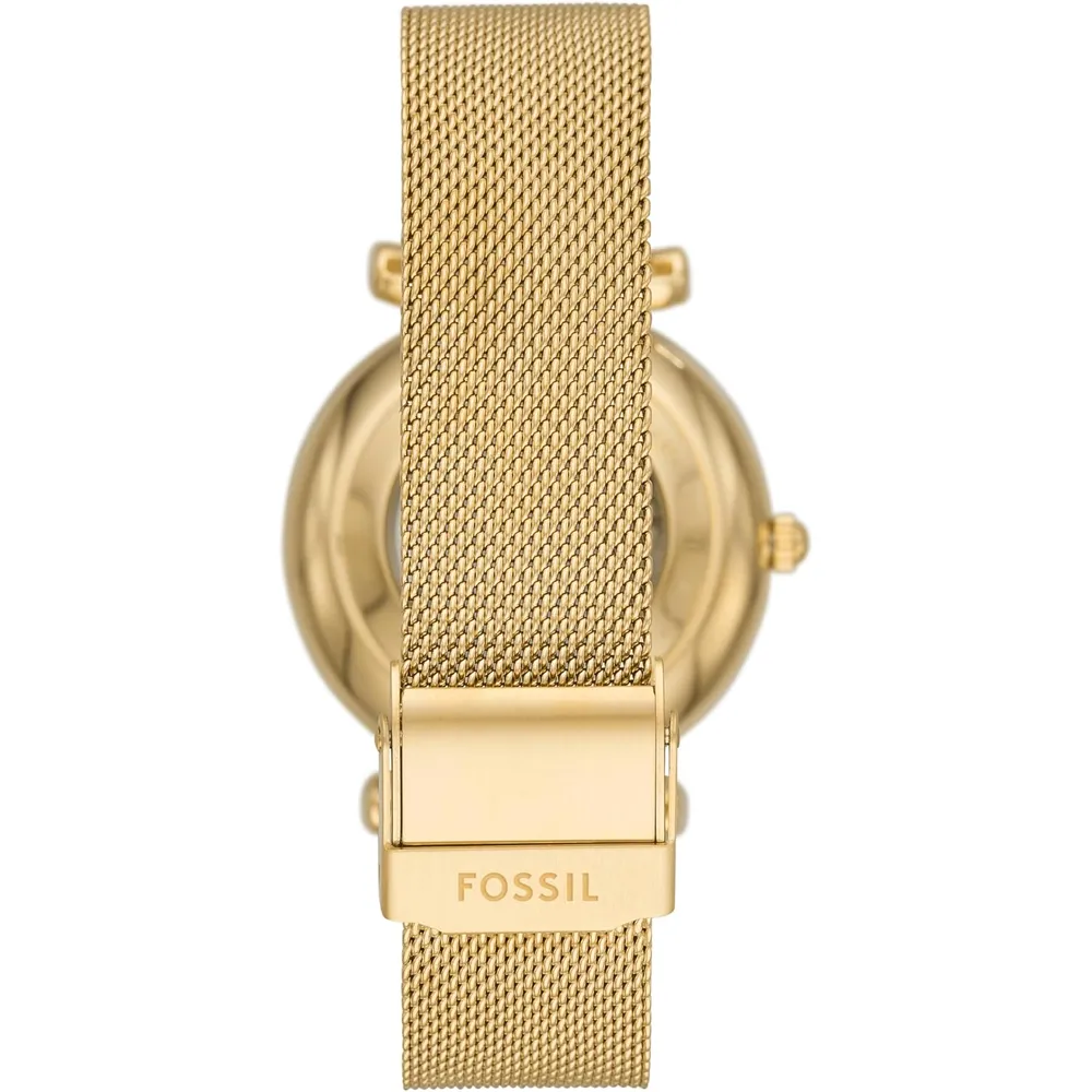 Fossil reloj automático Carlie para mujer, malla de acero y tres agujas | Oro