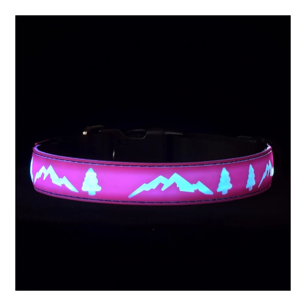 Dogled Subversive - Collar para Perro con Luz Led USB-C - Diseño Subversivo de Navidad 3d - Material Cómodo y Suave - Iluminación Multicolor (M (15.7 a 19.7") - Rosa)