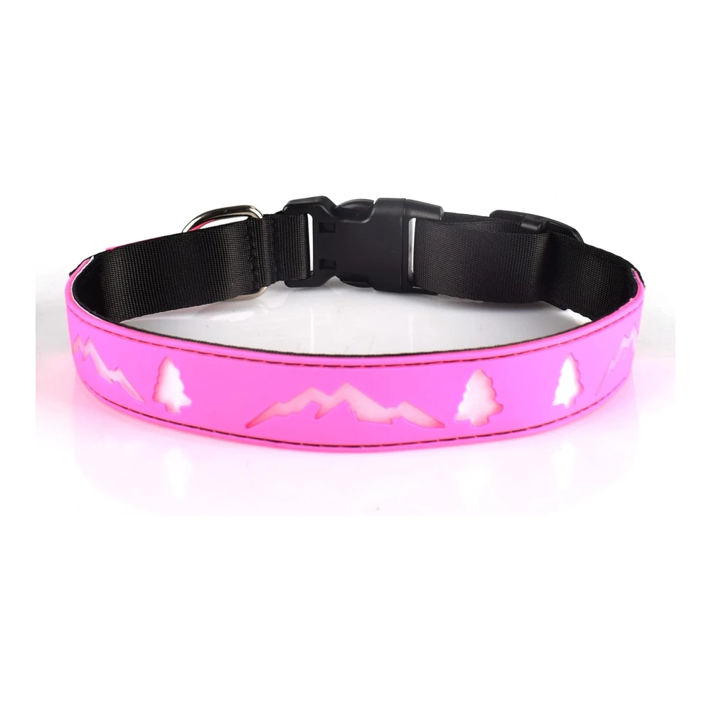 Dogled Subversive - Collar para Perro con Luz Led USB-C - Diseño Subversivo de Navidad 3d - Material Cómodo y Suave - Iluminación Multicolor (M (15.7 a 19.7") - Rosa)