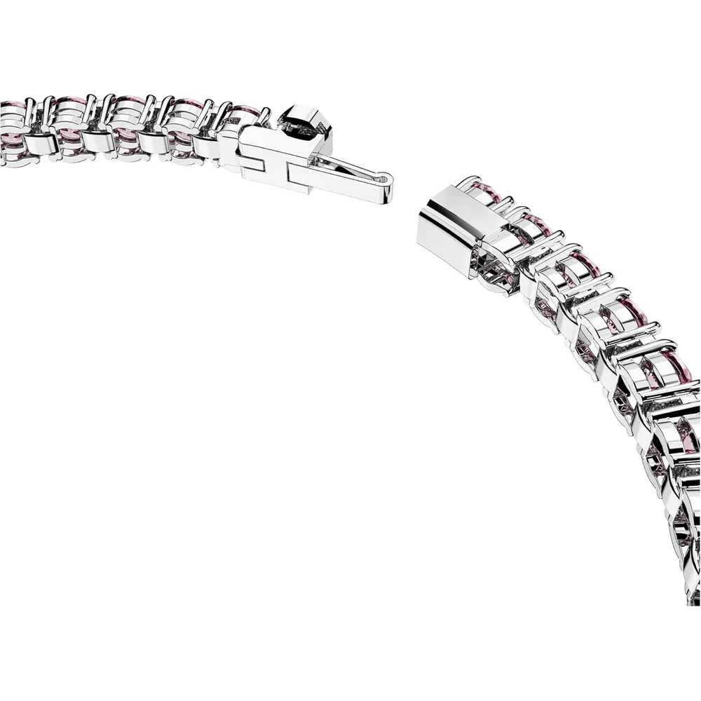 SWAROVSKI PULSERA TENNIS REDONDO MATRIX ACABADO RODIO PARA MUJER LARGE | ROSA