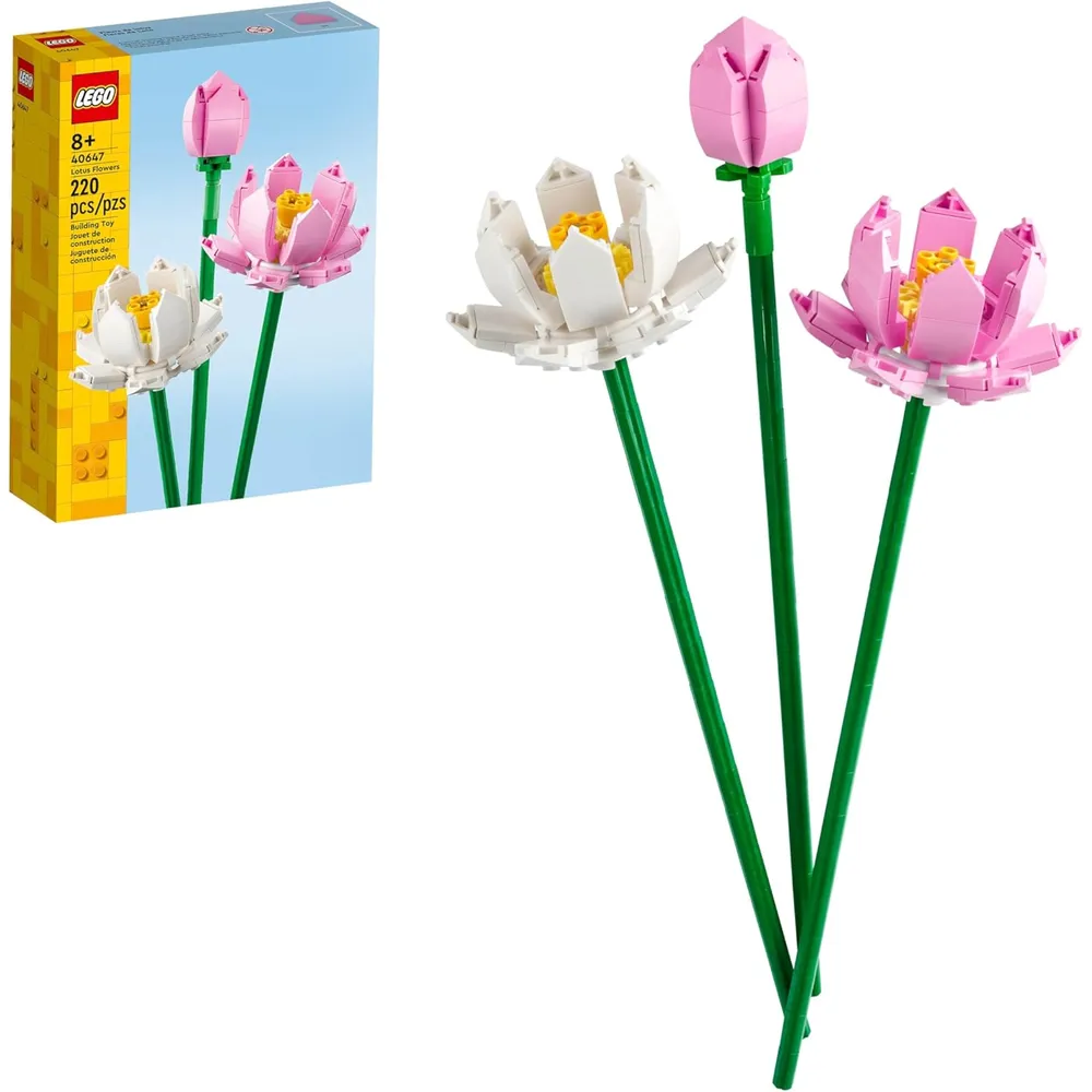 Lego Flor de loto, juguete de construcción con flores artificiales para niños
