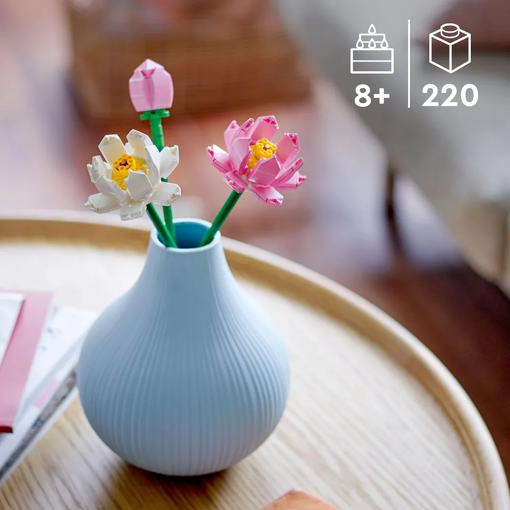 Lego Flor de loto, juguete de construcción con flores artificiales para niños