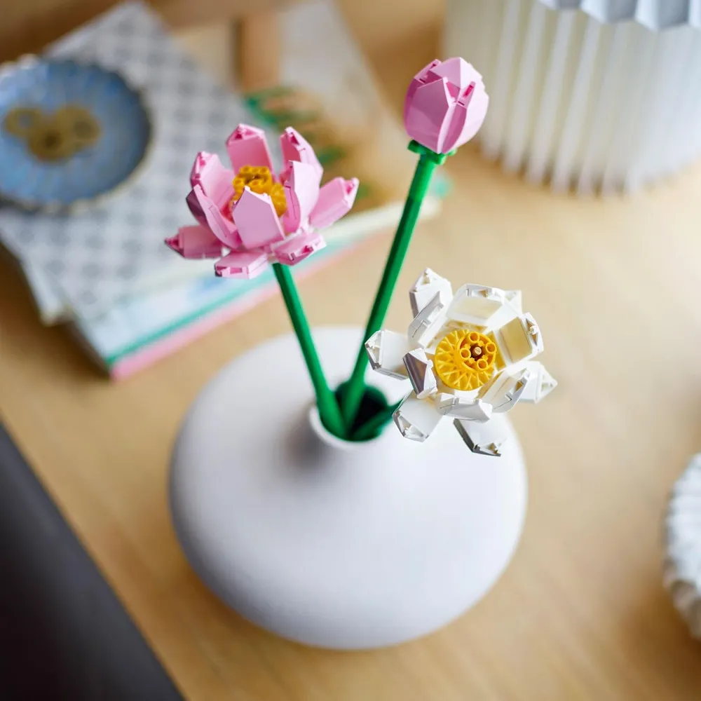 Lego Flor de loto, juguete de construcción con flores artificiales para niños