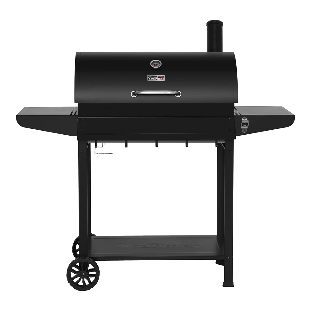 Royal Gourmet Cc1830t - Parrilla de Carbón de Barril de 30" con Cesta de Almacenamiento Frontal - Parrilla de Cocina para Fiesta de Barbacoa Al Aire Libre con Área de Cocción de 627" Cuadradas - Color Negro