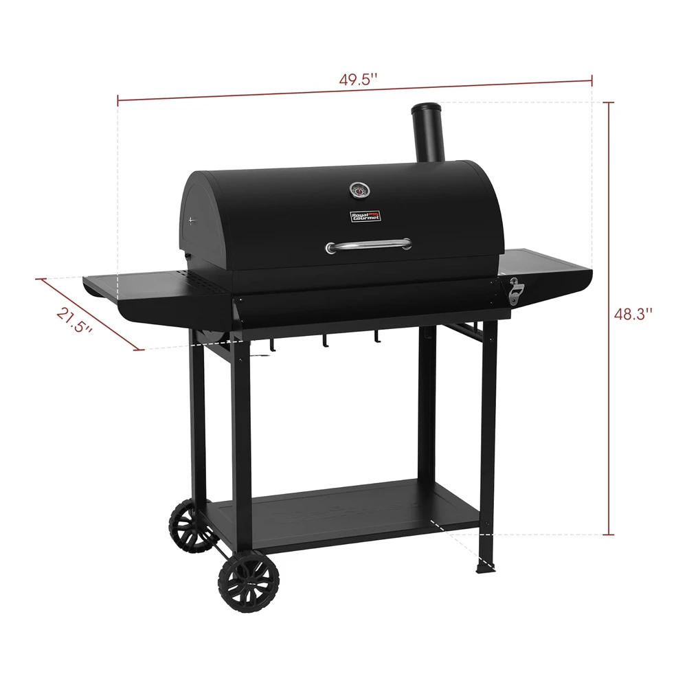 Royal Gourmet Cc1830t - Parrilla de Carbón de Barril de 30" con Cesta de Almacenamiento Frontal - Parrilla de Cocina para Fiesta de Barbacoa Al Aire Libre con Área de Cocción de 627" Cuadradas - Color Negro