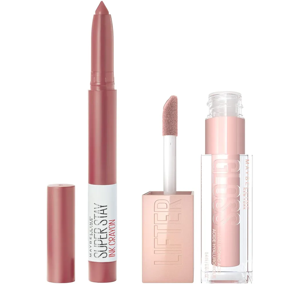 SET LABIAL + BRILLO SUPER STAY INK CRAYON + LIFTER GLOSS MAYBELLINE LEAD THE WAY | ICE