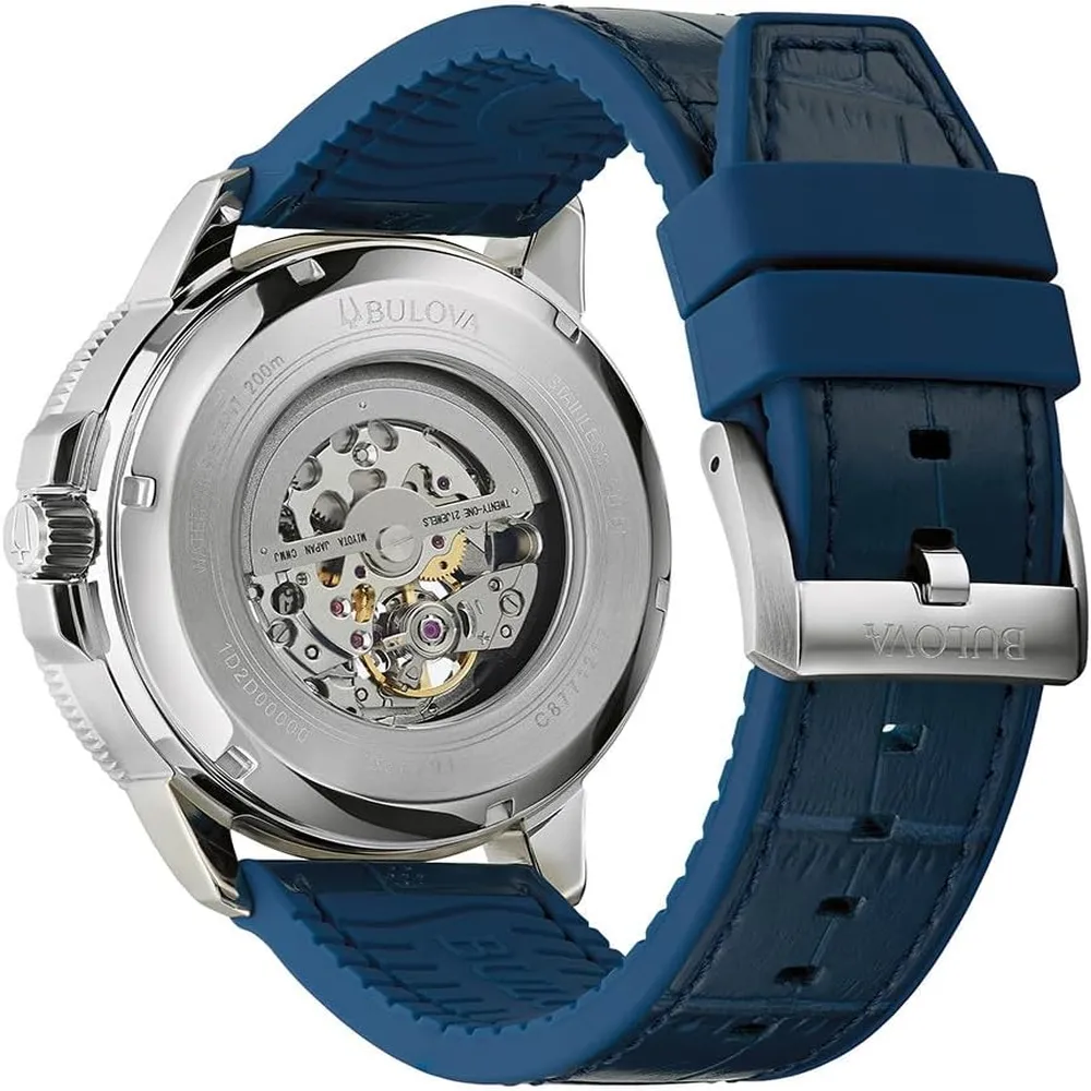 Bulova reloj Marine Star hombre serie C automático 3 agujas bisel giratorio | Azul