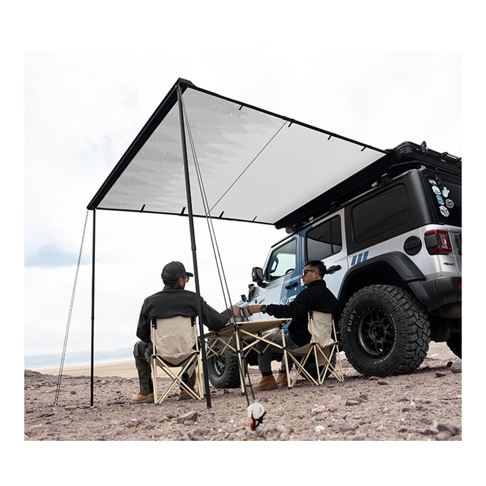 Novsight Toldo Lateral para Automóvil de 8.2 X 8.2 Pies - Resistente a La Intemperie - 4 X 4" - Toldo Lateral para Campamento y Por Tierra - 196.850 In de Poliuretano de Altura Ajustable Retráctil (Artículos Incluidos)