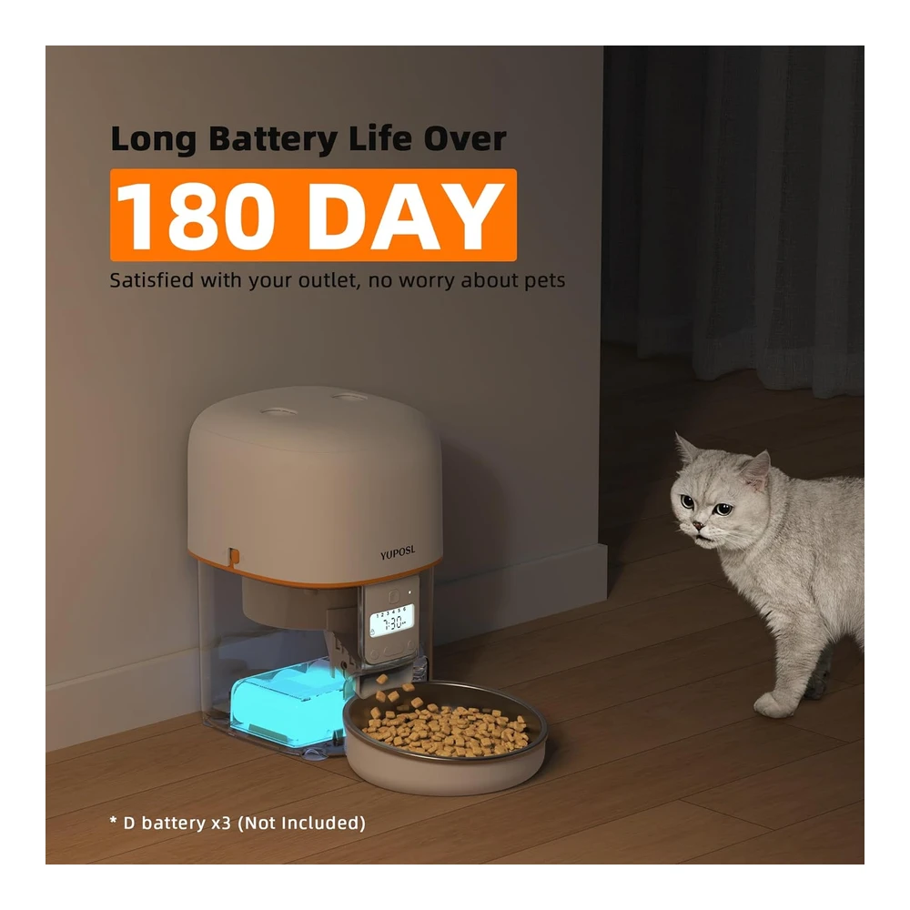 b0c2jbbqkr_4.webp Yuposl Comederos Automáticos para Gatos - 8 Tazas / 68 Onzas para Mascotas - Alimentador Automático Cronometrado para Mascotas con Más de 180 Días de Duración de La Batería - Alimentador Automático para Perros con Control de 1 a 6 Comidas - Dispensador de Alimentos Secos y Frescos