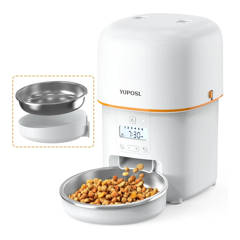 Yuposl Comederos Automáticos para Gatos - 8 Tazas / 68 Onzas para Mascotas - Alimentador Automático Cronometrado para Mascotas con Más de 180 Días de Duración de La Batería - Alimentador Automático para Perros con Control de 1 a 6 Comidas - Dispensador de Alimentos Secos y Frescos