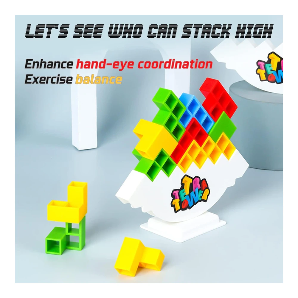 Alkista Juego de 48 Bloques de Equilibrio de Torre Tetra - Juegos de Mesa para 2 Jugadores a Mas