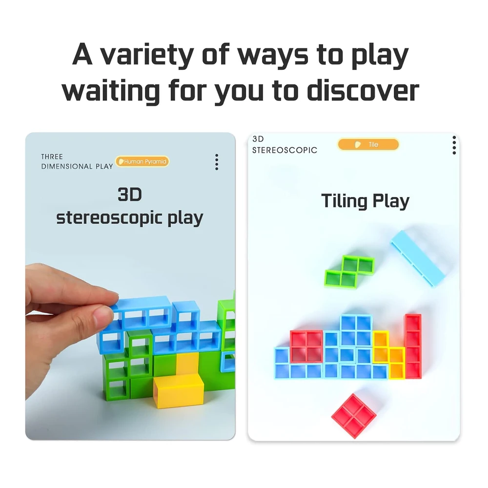 Alkista Juego de 48 Bloques de Equilibrio de Torre Tetra - Juegos de Mesa para 2 Jugadores a Mas