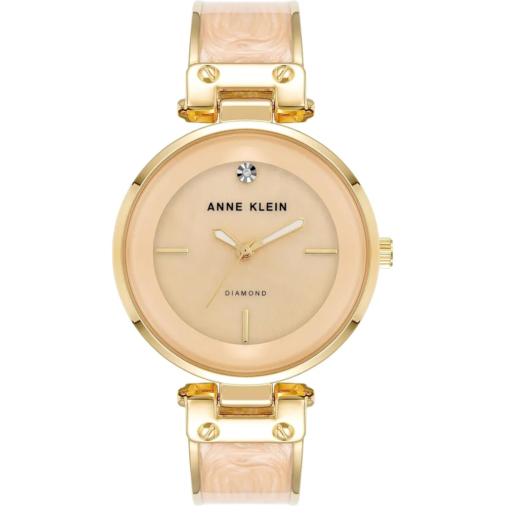Anne Klein AK/2512LPGB reloj para mujer con diamante auténtico | 34 mm - Crema/Dorado