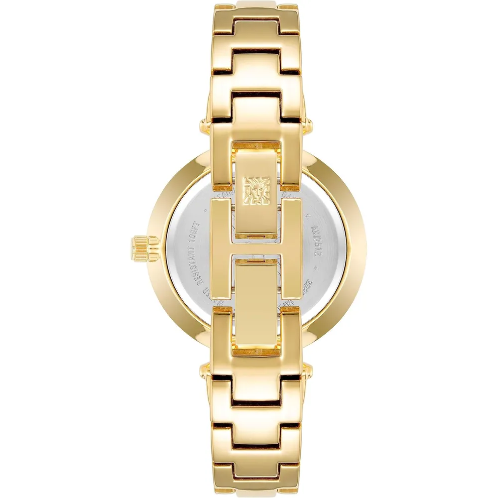 Anne Klein AK/2512LPGB reloj para mujer con diamante auténtico | 34 mm - Crema/Dorado