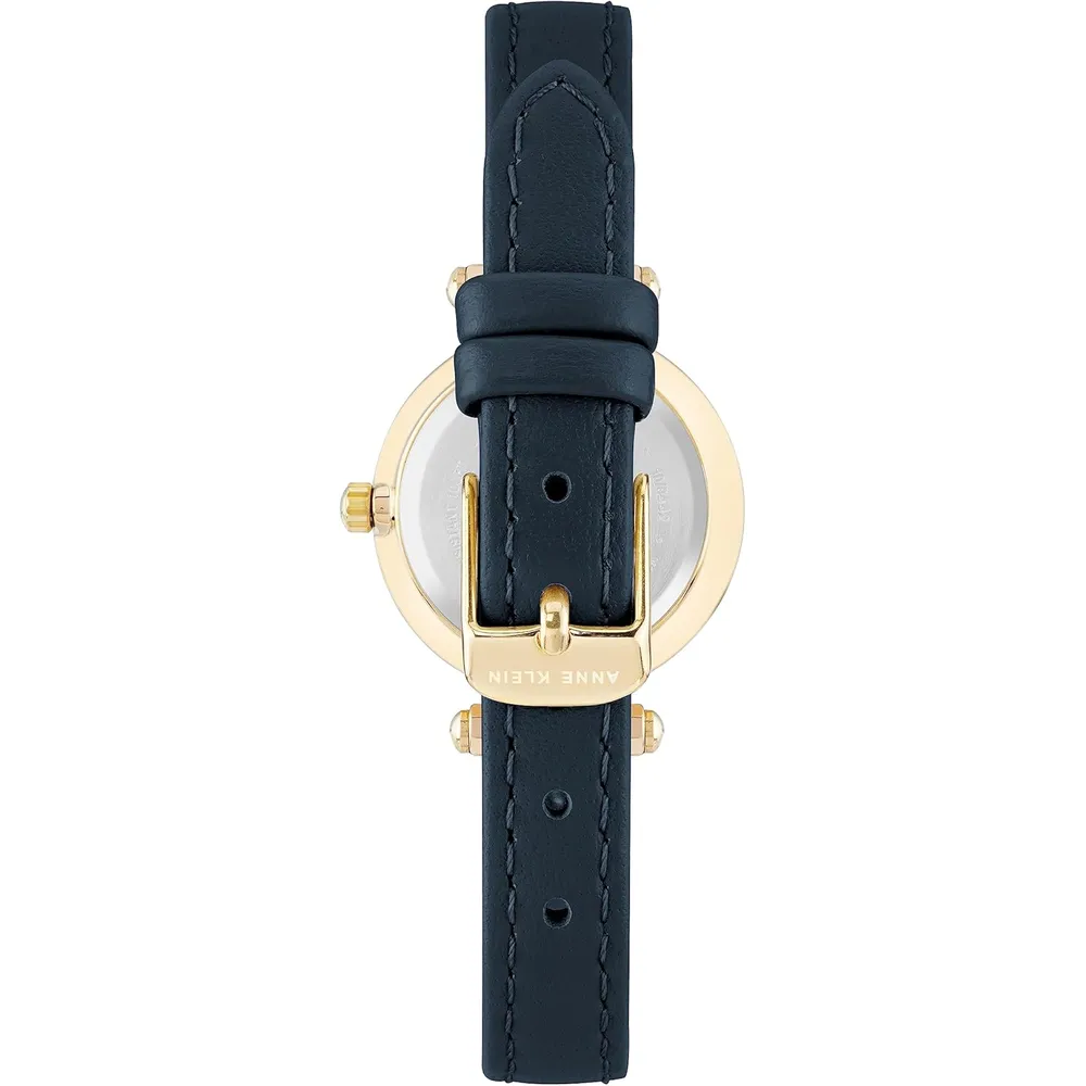 Anne Klein 109442CHHY reloj para mujer con correa de cuero | 45 mm - Azul marino/dorado