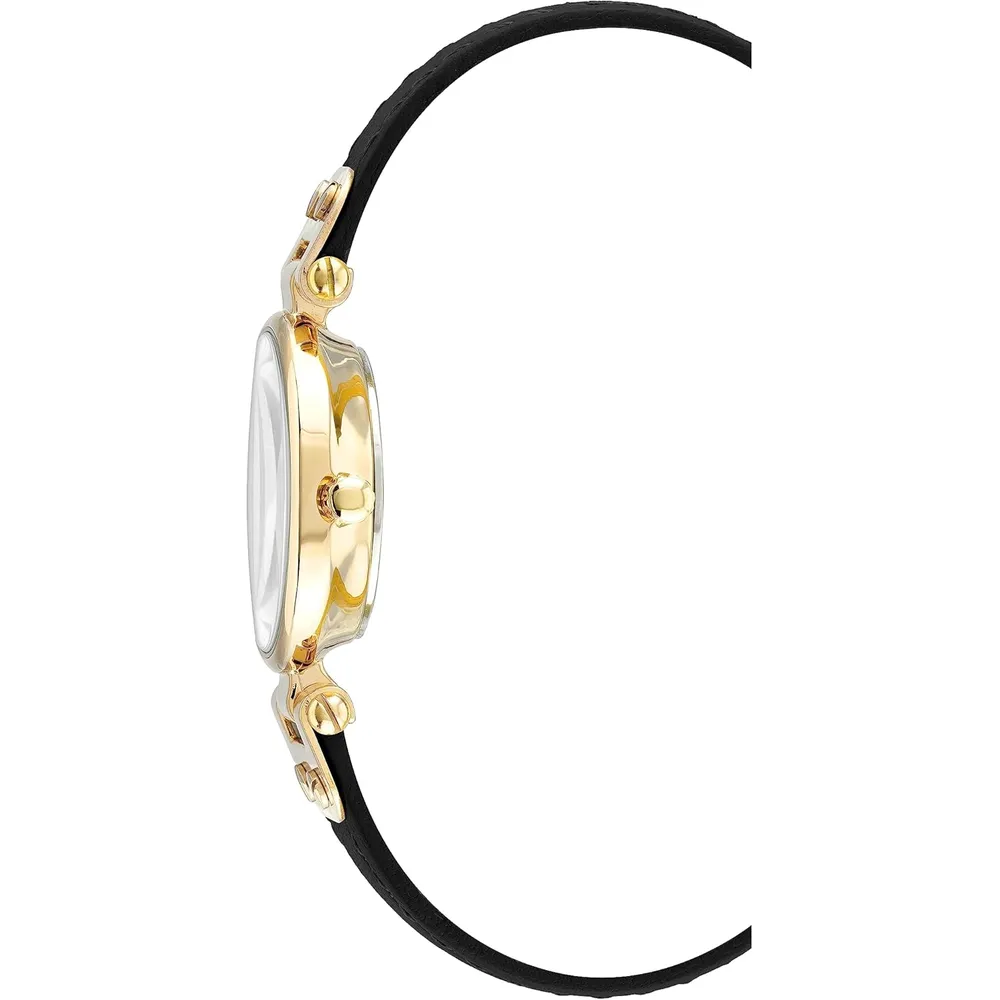 Anne Klein 109442CHHY reloj para mujer con correa de cuero | 45 mm - Negro/Oro