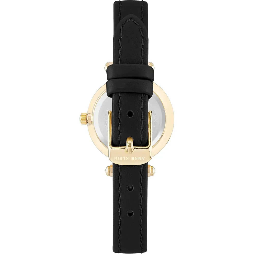 Anne Klein 109442CHHY reloj para mujer con correa de cuero | 45 mm - Negro/Oro