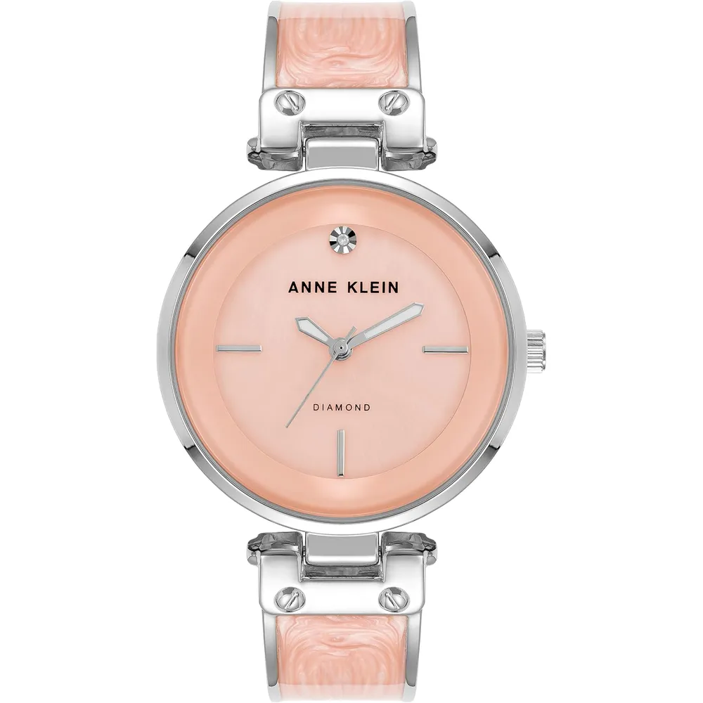 Anne Klein AK/2512LPGB reloj para mujer con diamante auténtico | 34 mm - Rosa rubor/plateado