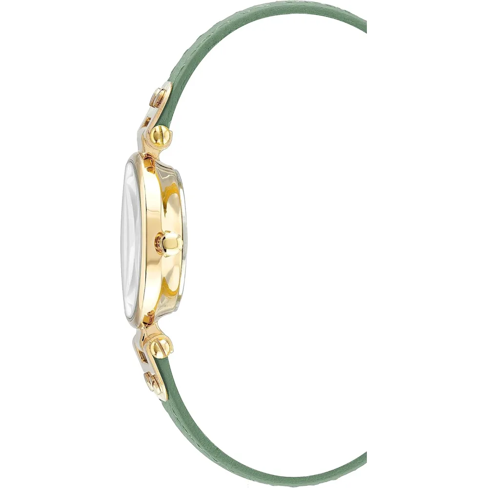 Anne Klein 109442CHHY reloj para mujer con correa de cuero | 45 mm - Verde/Dorado