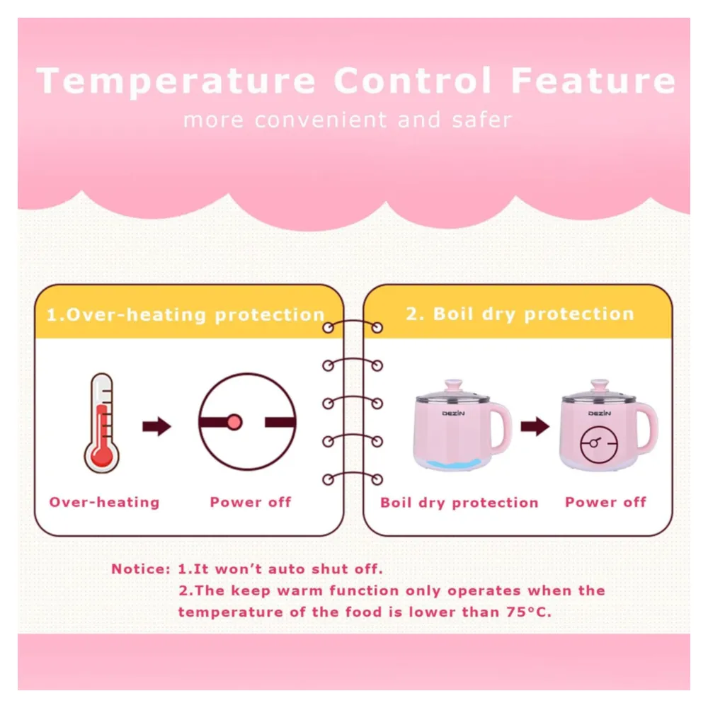 DEZIN OLLA ELÉCTRICA CON VAPORIZADOR 1.6L ROSA