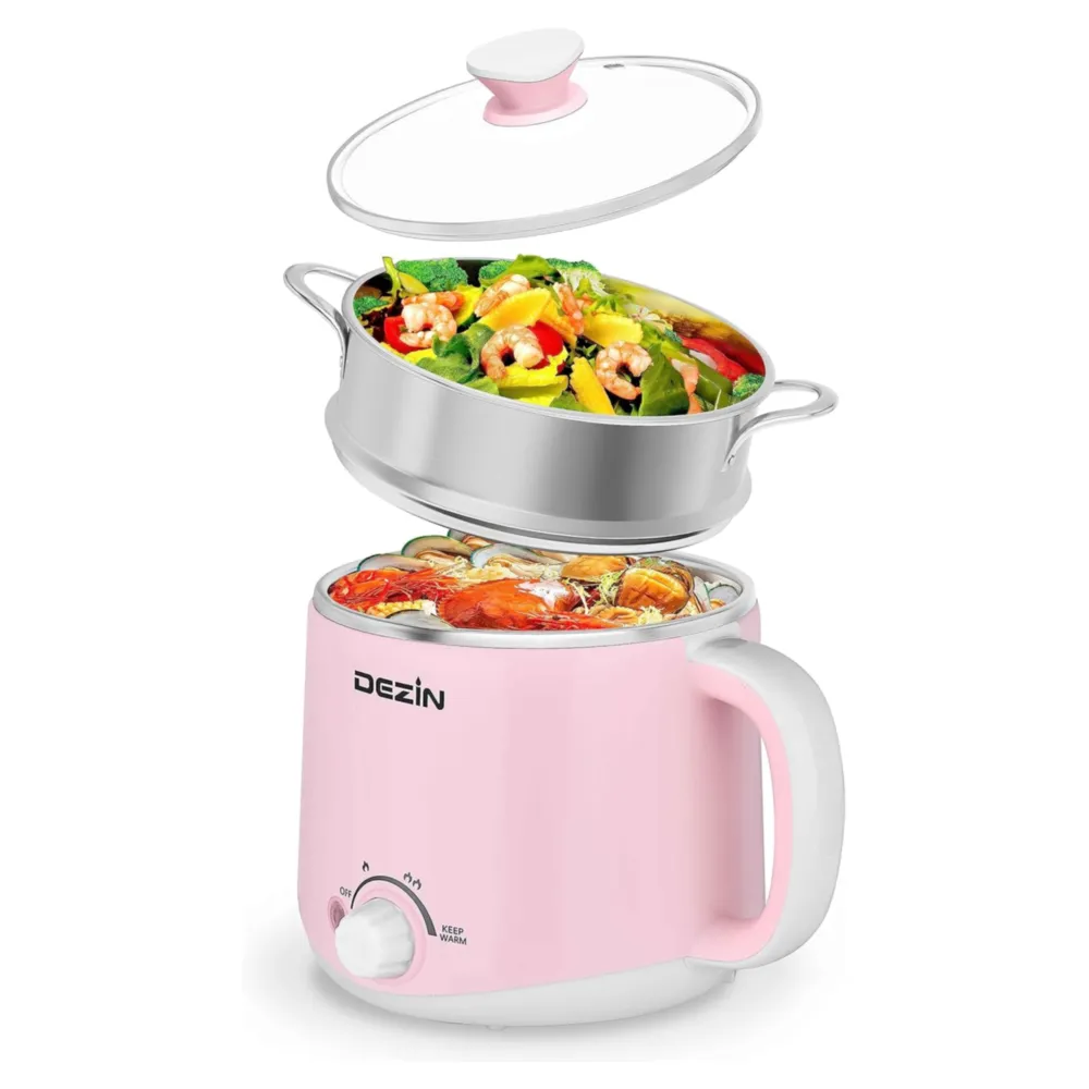 DEZIN OLLA ELÉCTRICA CON VAPORIZADOR 1.6L ROSA