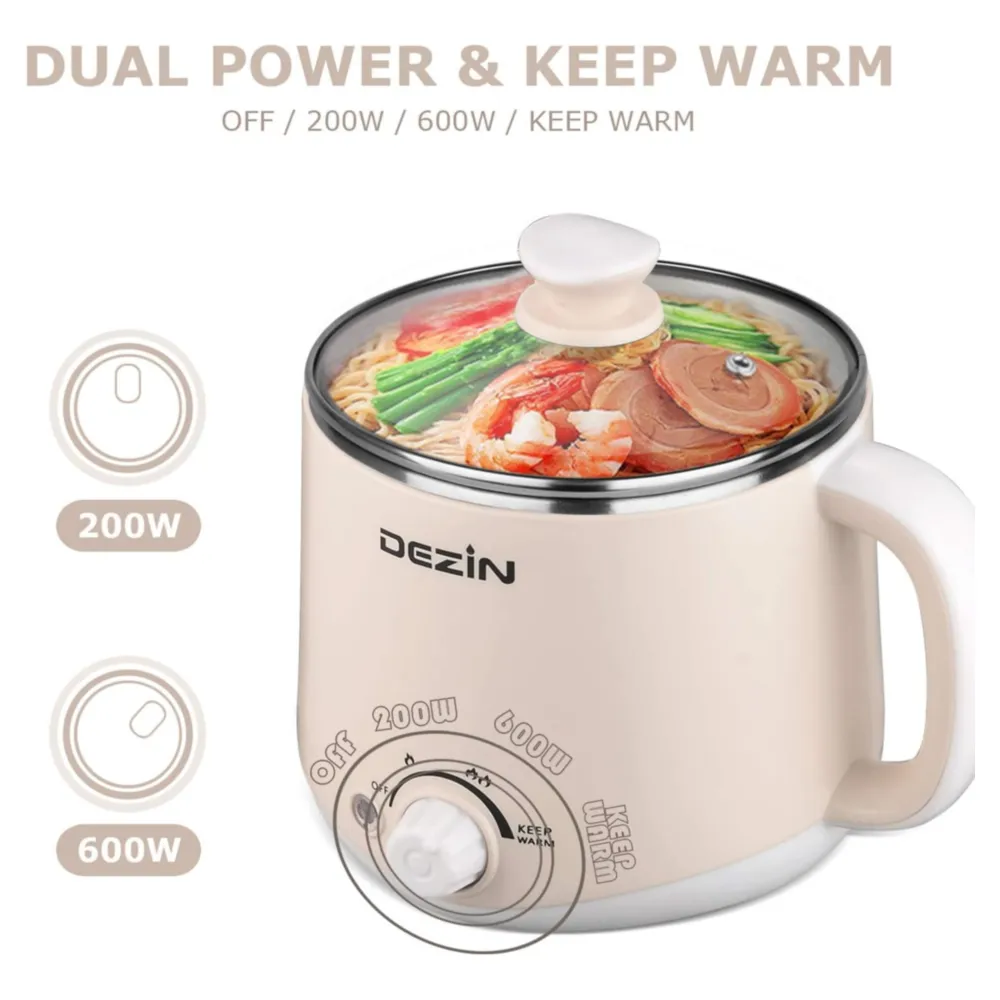DEZIN OLLA ELÉCTRICA CON VAPORIZADOR 1.6L BLANCO