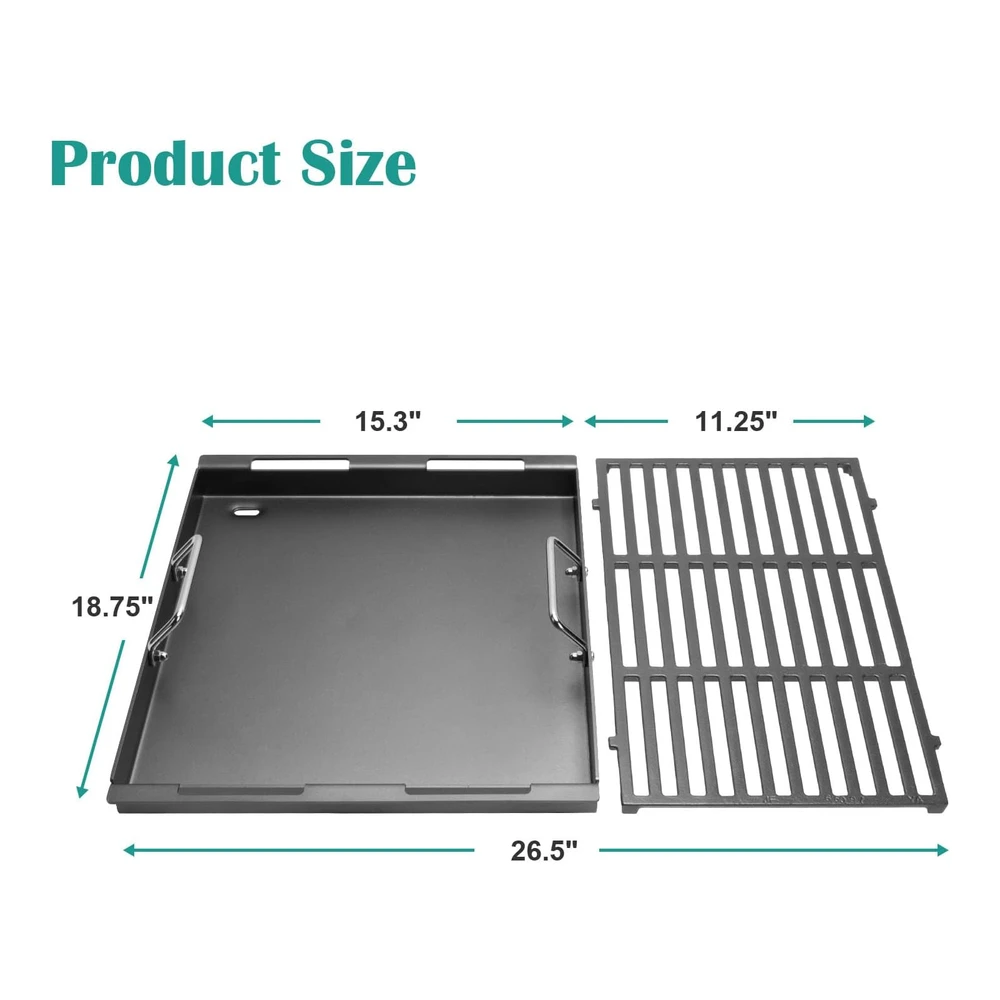 Plancha de Cocina y Rejilla para Parrilla Weber Genesis Ii Serie 300 - Plancha de Parrilla Plana para Weber Genesis Ii E-310 / 315 / 325 / 330 / 335 S-310 / 335 y Más - Reemplazo para La Plancha Weber 6788 de Tamaño Completo