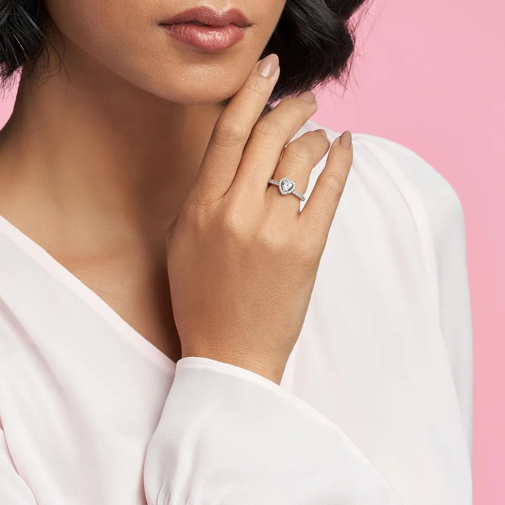Pandora anillo corazón elevado 6" / 15 cm | Plata