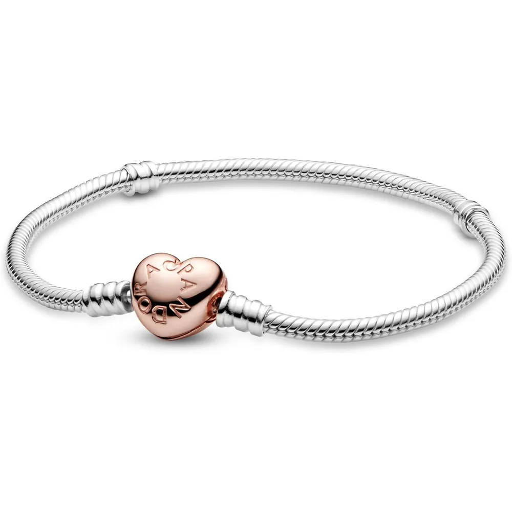 Pandora Moments pulsera cadena serpiente cierre corazón 18 cm | Oro Rosa
