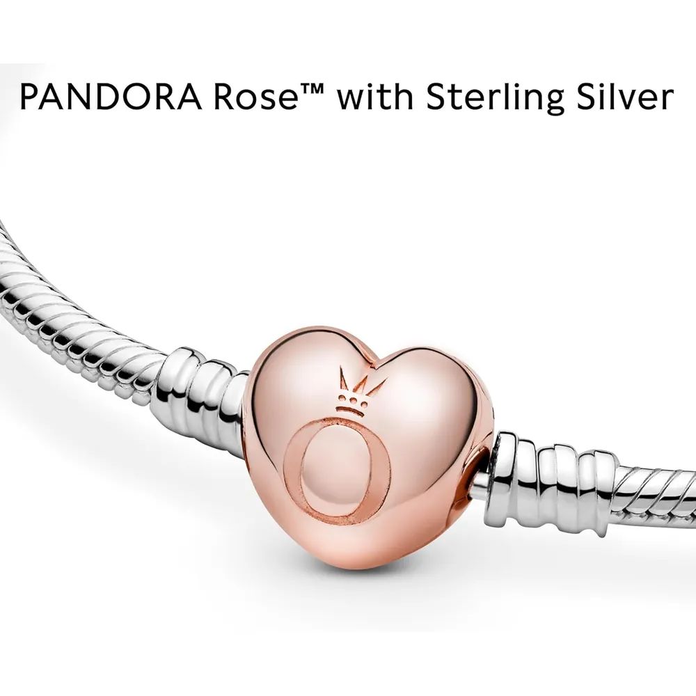 Pandora Moments pulsera cadena serpiente cierre corazón 18 cm | Oro Rosa