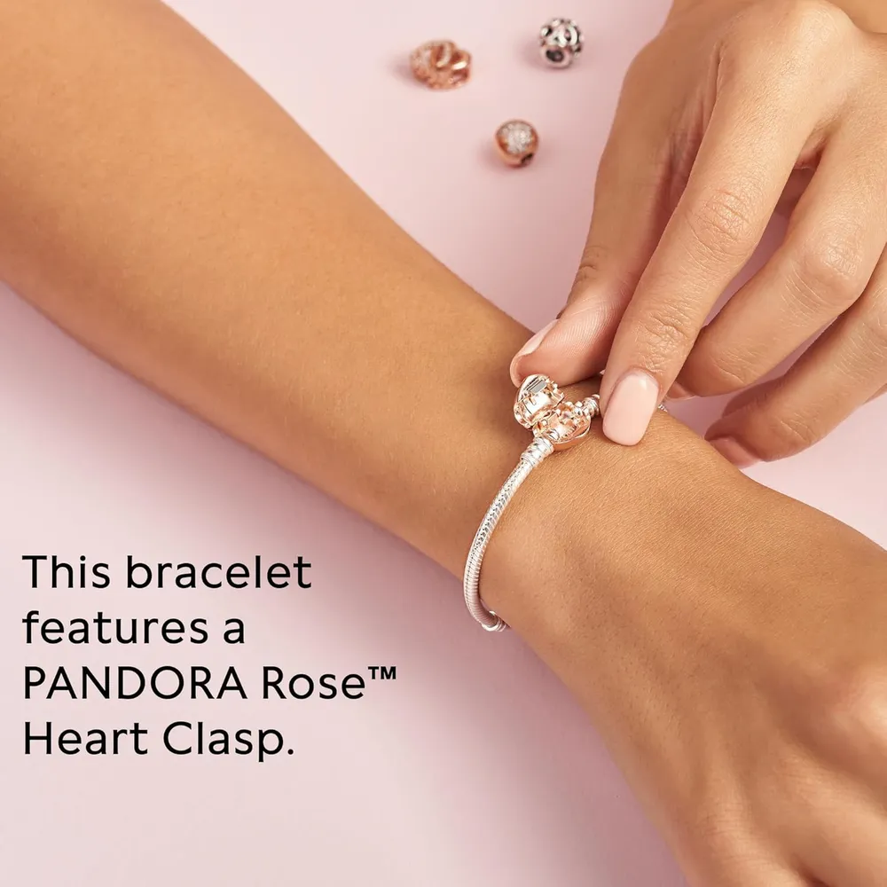Pandora Moments pulsera cadena serpiente cierre corazón 18 cm | Oro Rosa