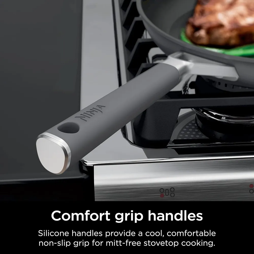 Ninja sartén CW60030 Neverstick Comfort Grip, antiadherente y duradera | Gris